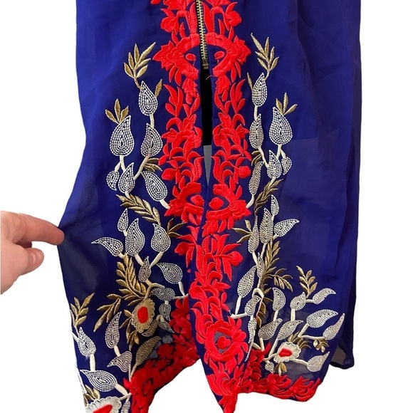 Blue Sheer Embroidered Kurta - Picture 6 of 16